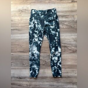 Fabletics Teal and White Tie-Dye Leggings